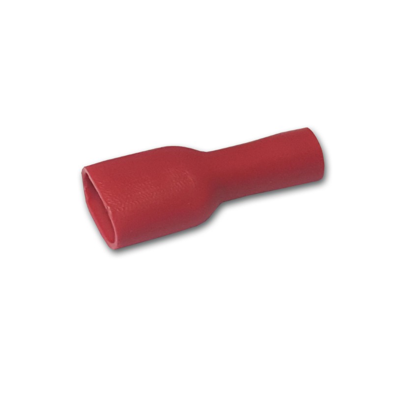 Red 6.3mm Female Push-on Ful/Ins Pk100