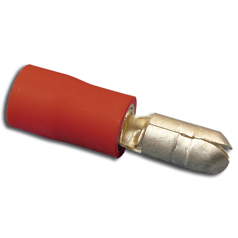 Red 4.0mm Male Bullet Terminals Pk100