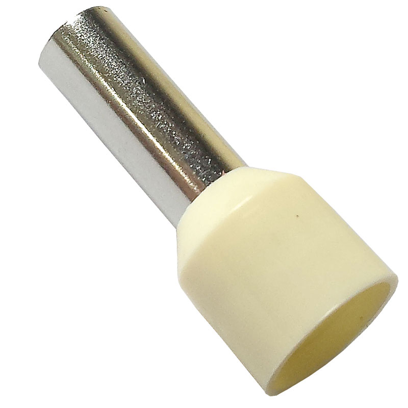Sgl Cd/End Tnl 10.0mm2 x12.0mm Ivory Pk100Single Cord End Terminal Ferrule x100