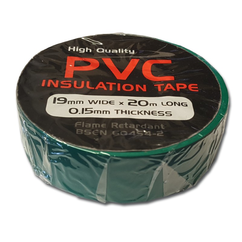 PVC Tape : 19mmx20m Roll - GREEN Pk10