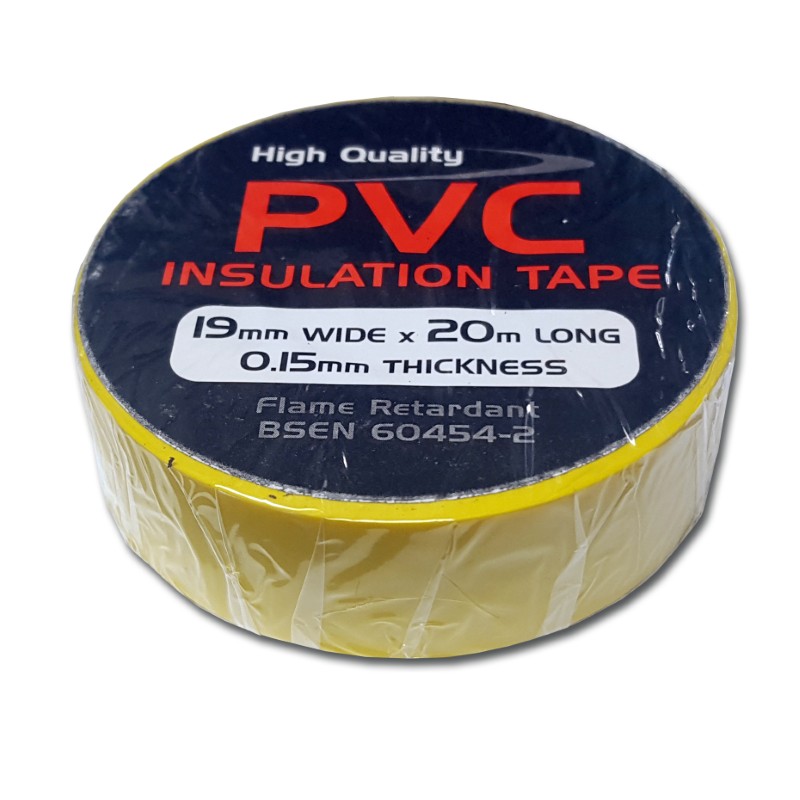 PVC Tape : 19mmx20m Roll - YELLOW Pk10
