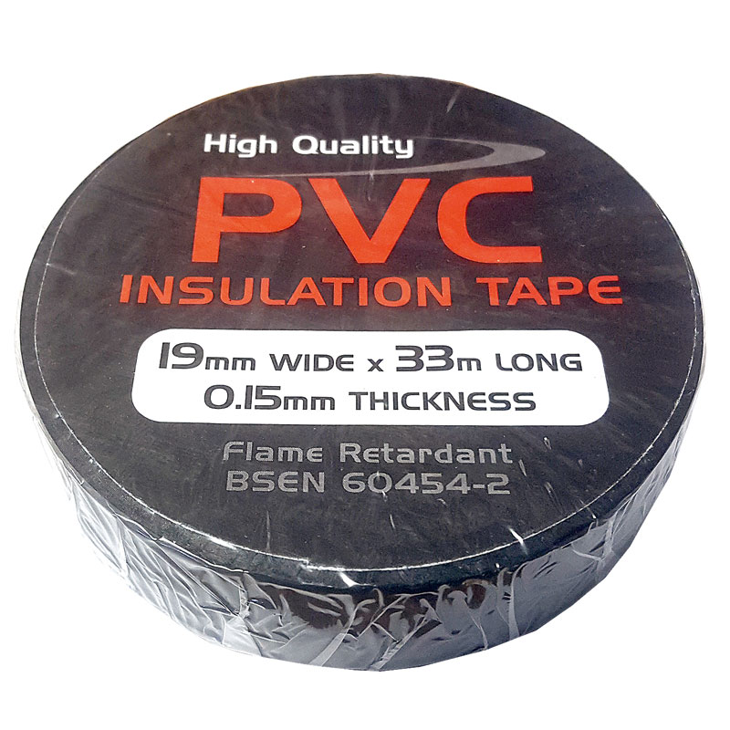 PVC Tape : 19mmx33m Roll - BLACK Pk10