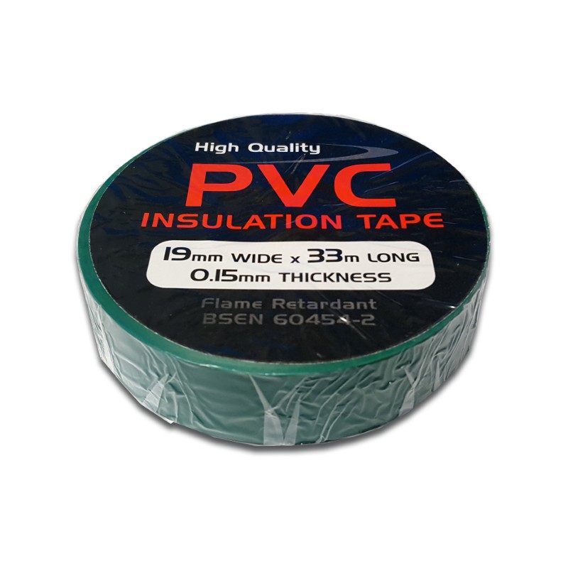 PVC Tape : 19mmx33m Roll - GREEN Pk10