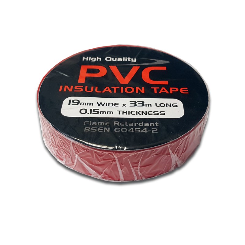 PVC Tape : 19mmx33m Roll - RED Pk10