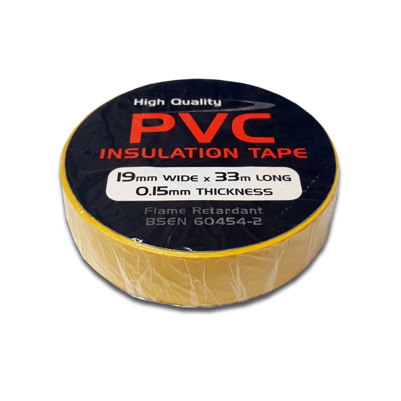 PVC Tape : 19mmx33m Roll - YELLOW Pk10