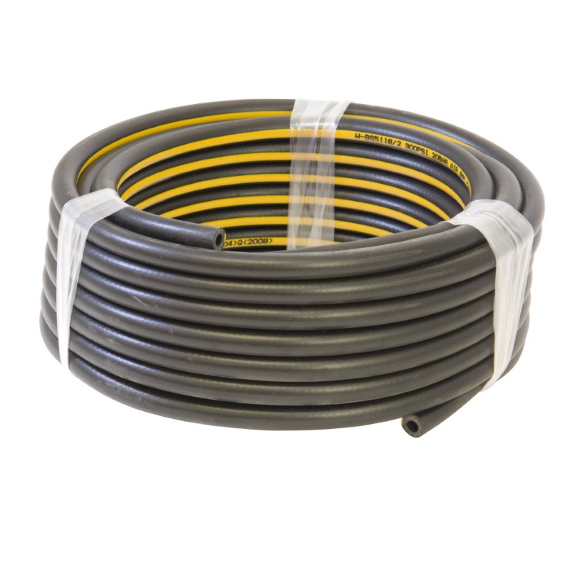 BLK Rubber YELL Stripe Air Hose 10mmIDx15M 10mm ID x 15M / 300 PSI / 20 Bar