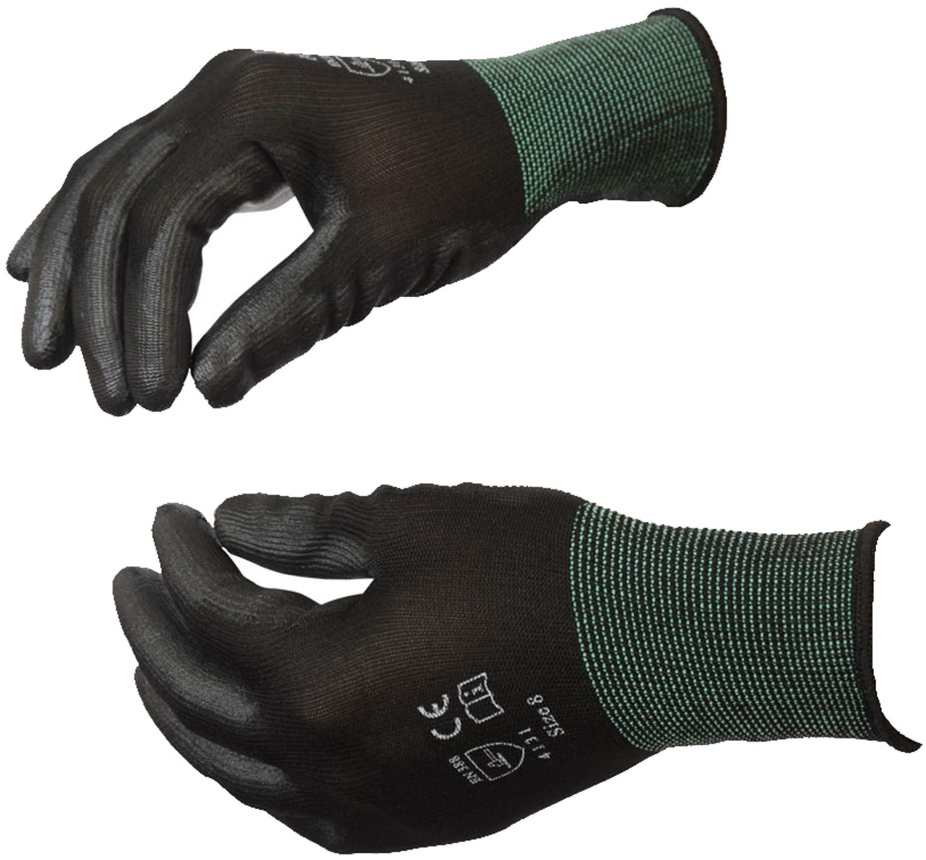 Black PU Coated Glove EN388 X-Lge Pk10pr
