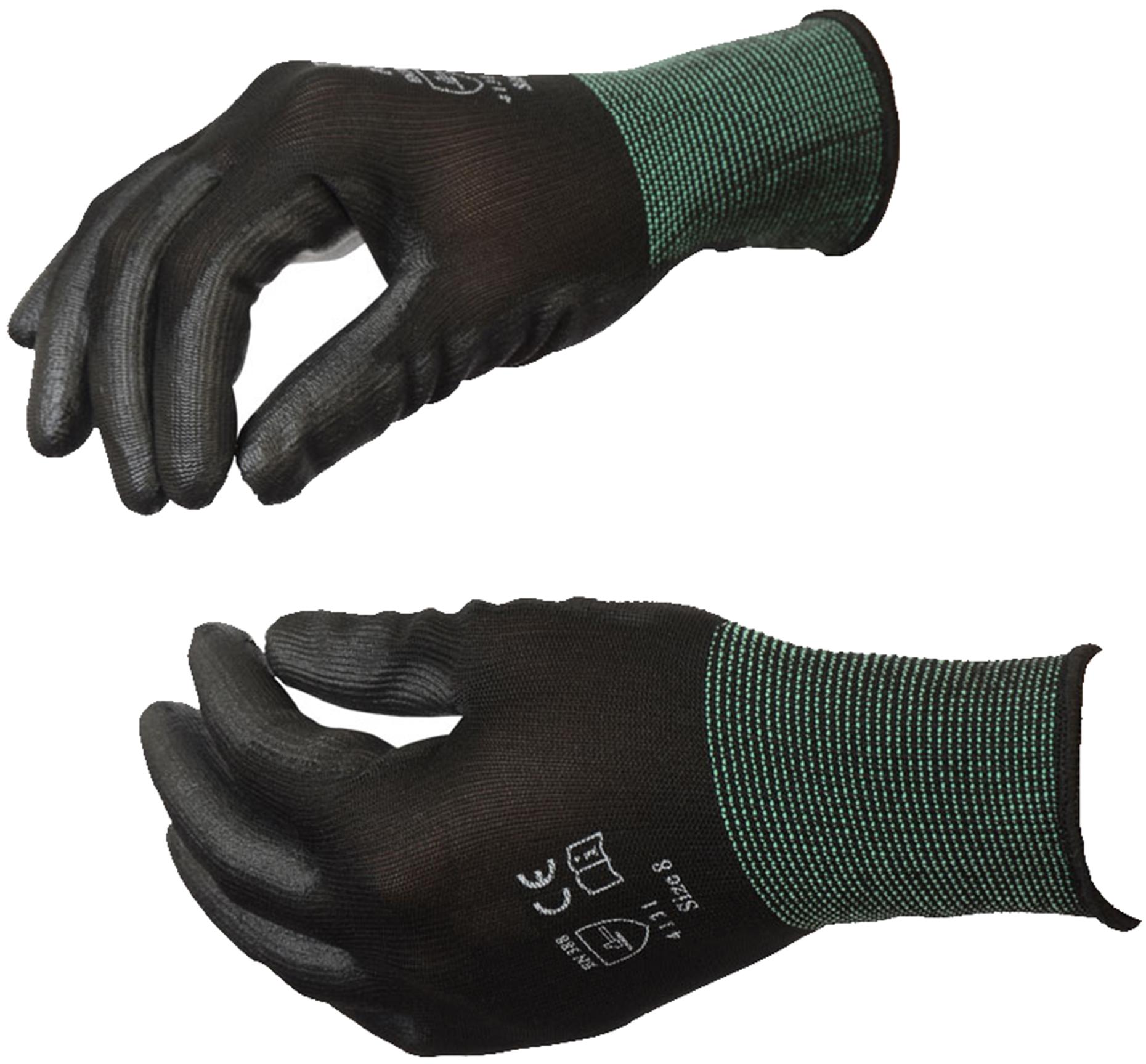 Black PU Coated Glove EN388 X-X-Lge Pk10pr