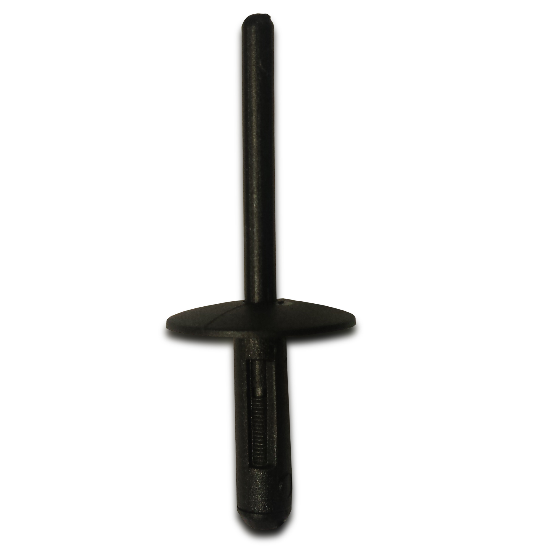 General Purpose Black Plastic Rivet Pk50Flange 20mm x Stem 19mm x 6mm Stem Diam.