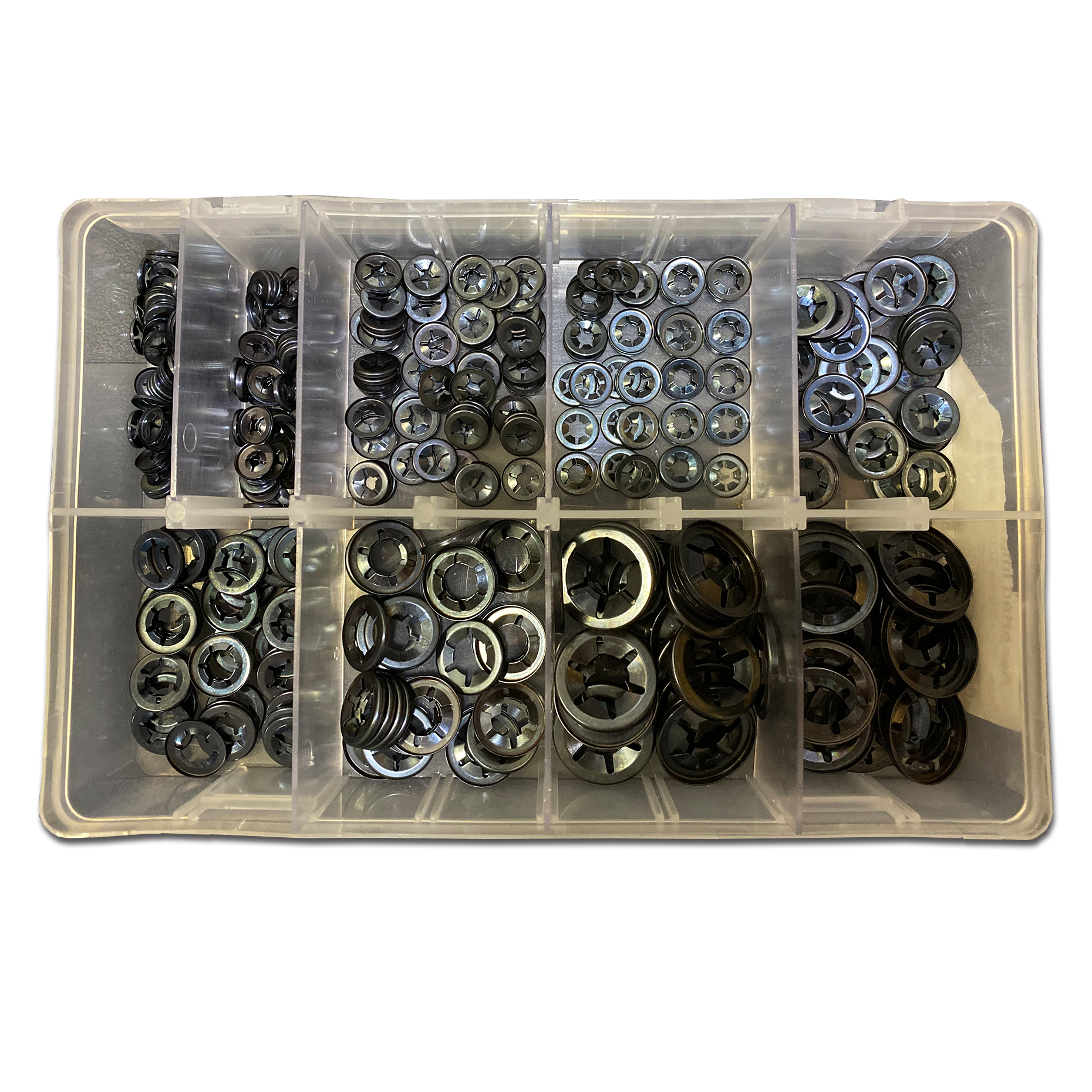 Assorted Imp. Push-On Fixes Box600pc3/32in. to 5/8in. Sizes