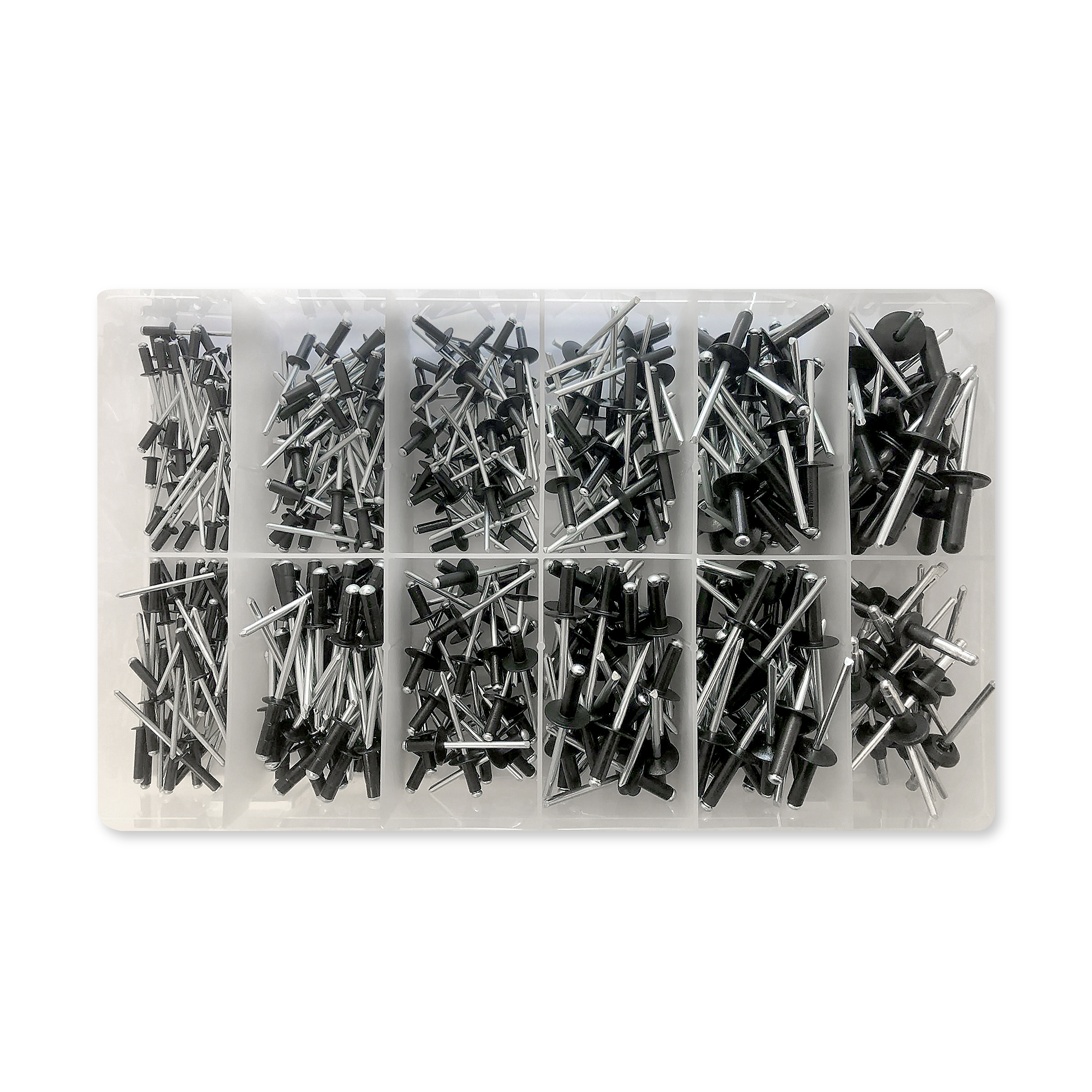 Asst Black Body Rivets 3.2-4.8mm Box380pc
