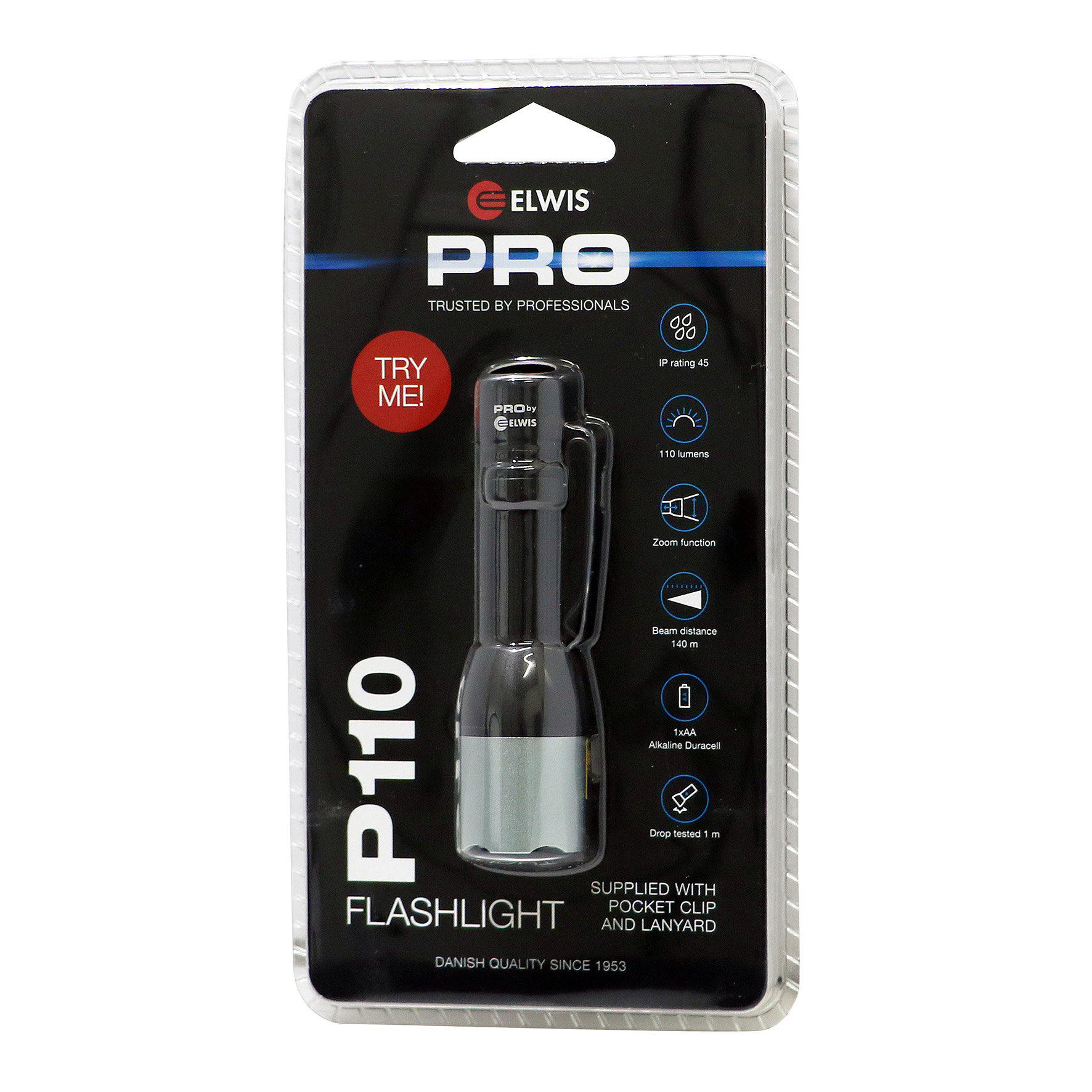 Flashlight 110 LumenAerograde Aluminium / Lanyard & Clip