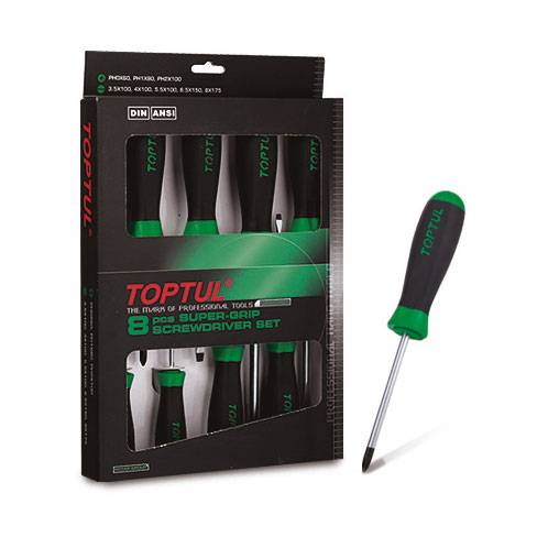 8Pc Slotted & Phillips Screwdriver Set