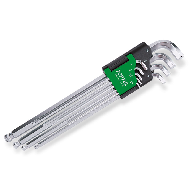 9 Pce Extra Long Ball End & Short Neck Hex Key Wrench Set