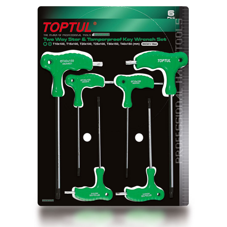 6pc 2 Way Star & Tamperproof Key Wrench Set T10T15T20T25T30T40