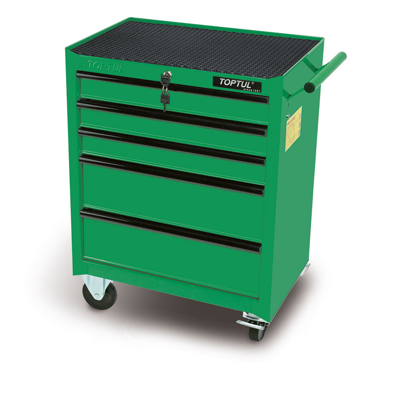 Green 5 Drawer Mobile Tool Trolley